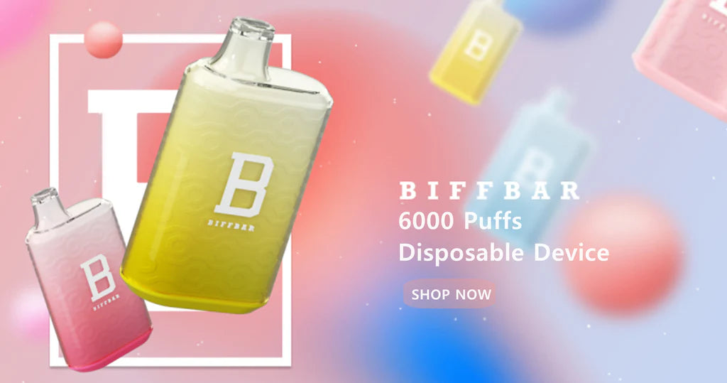 BIFFBAR 17ML 6000 Puffs 650mAh Prefilled Synthetic Nicotine Salt Rechargeable Disposable Device With Mesh Coil Technology - Display of 10 (MSRP $24.99 Each)