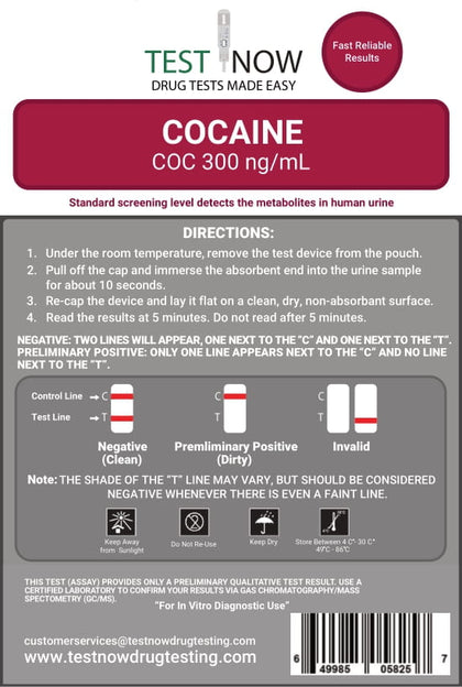 TEST NOW Cocaine 300 NG/ML