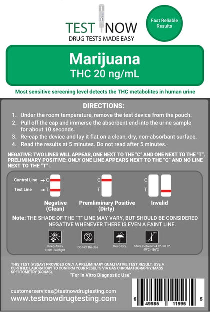 TEST NOW Marijuana THC 20 NG/ML