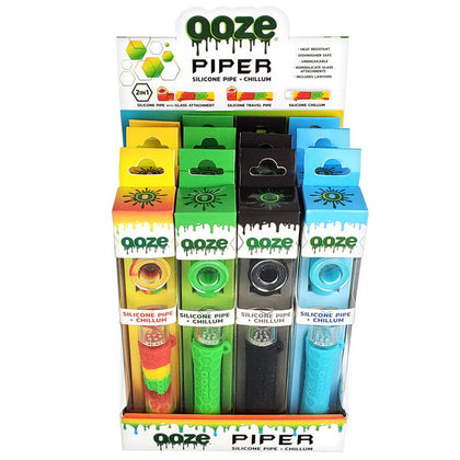 Ooze Piper 2-in-1 Silicone Pipe + Chillum | Colors Vary | 12pc Display - BBW Supply