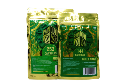 Pain Out Kratom Green Malay 144ct Capsules - BBW Supply