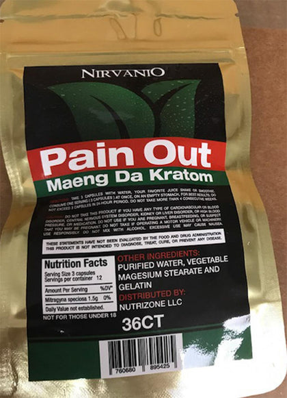 Pain Out Kratom Red Bali 36ct Capsules - BBW Supply