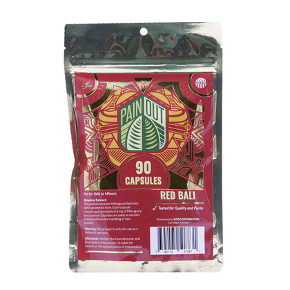 Pain Out Kratom Red Bali 90ct Capsules - BBW Supply
