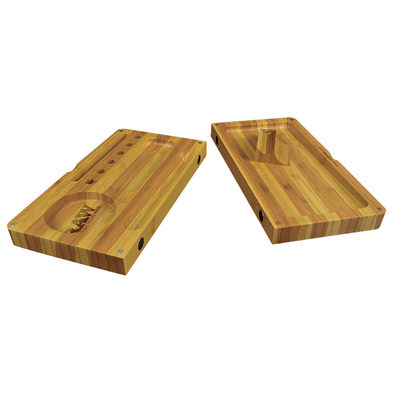 RAW® - Striped Bamboo Rolling Tray - Magnetic Flip