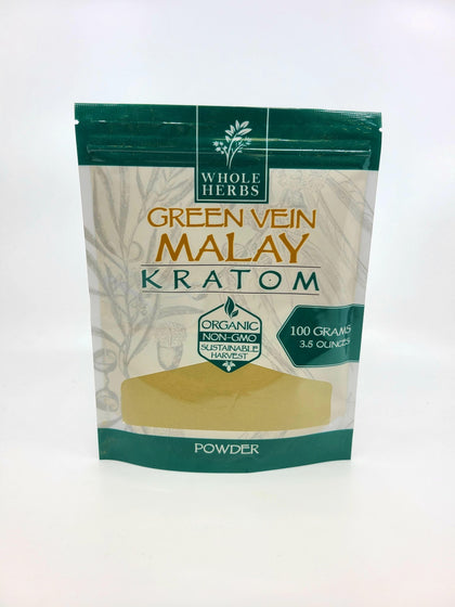Whole Herbs Kratom Green Vein Malay 100Gm/3.5Oz Powder - BBW Supply