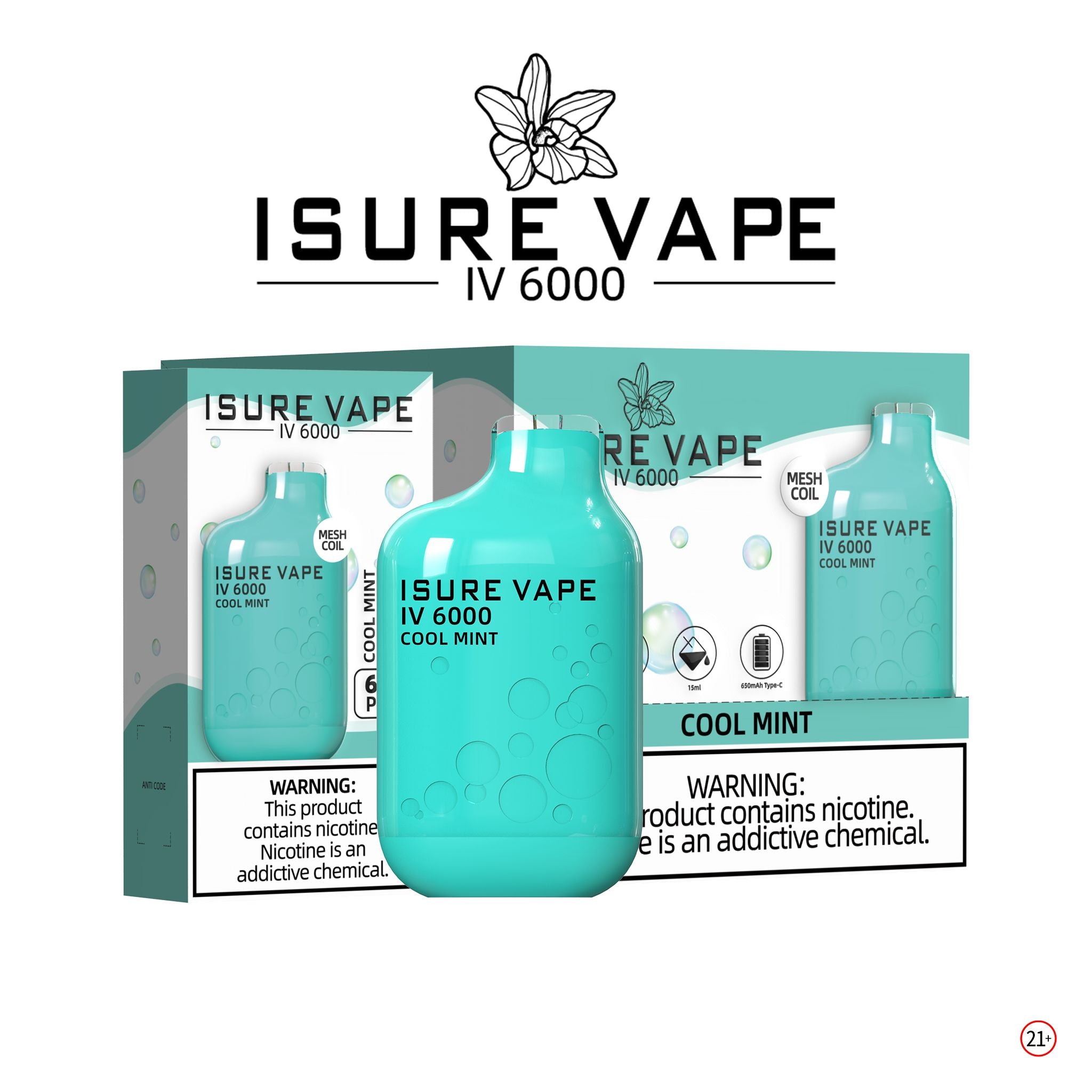 ISURE VAPE DISPOSABLE 6000 PUFFS (PACK OF 10)
