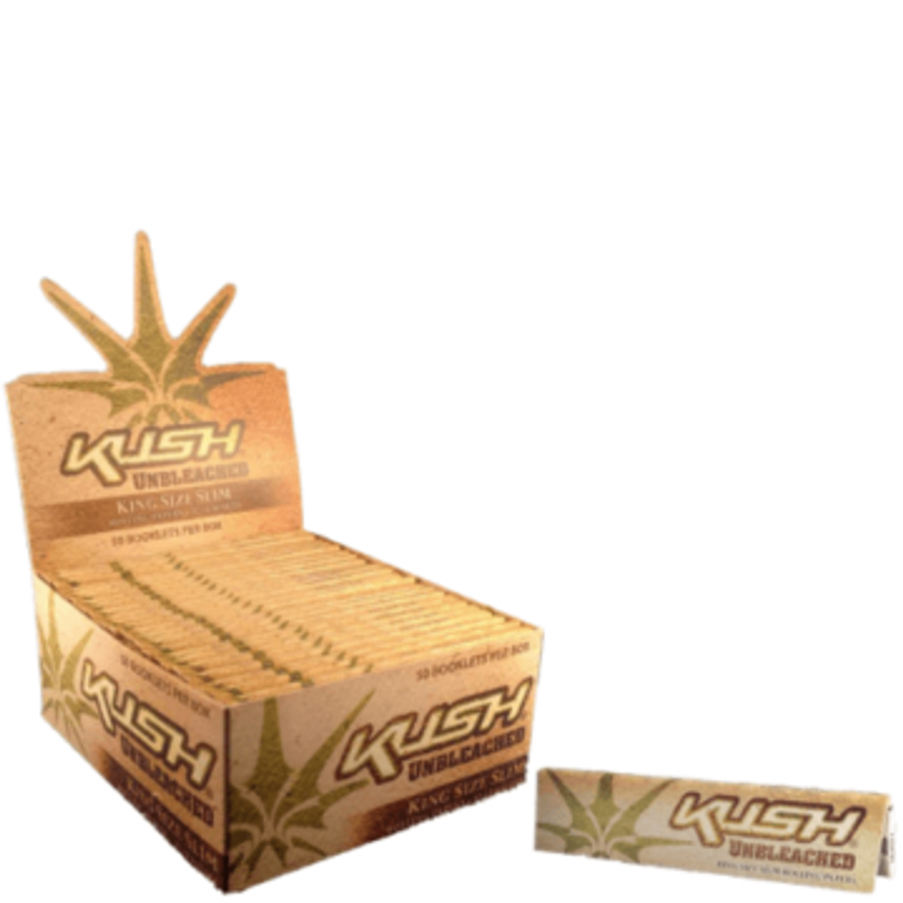 KUSH UNBLEACHED KING SIZE SLIM Rolling Papers 50 Leaflets 50 Booklets Per Box