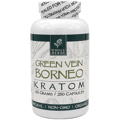 Whole Herbs Kratom Green Vein Borneo 250ct